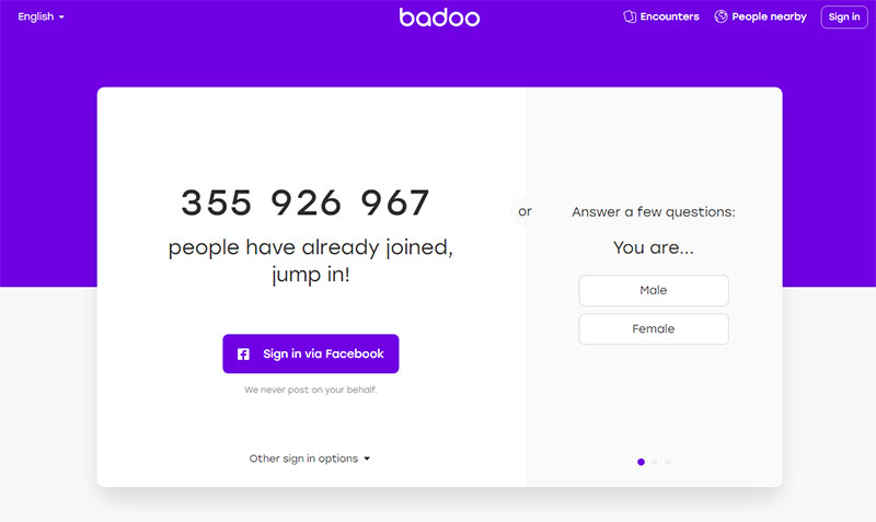 Badoo App Homepage